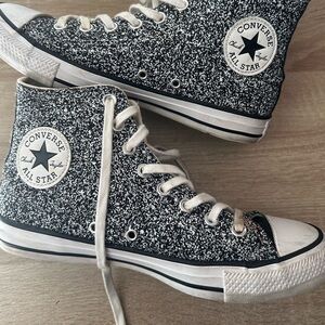 Black and white glitter high top converse!